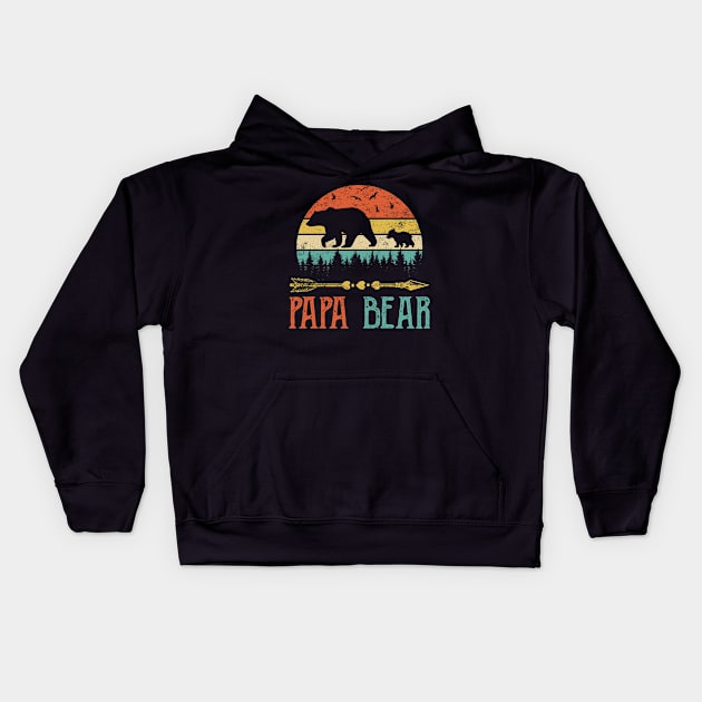 Papa Bear Vintage Kids Hoodie by AnnetteNortonDesign